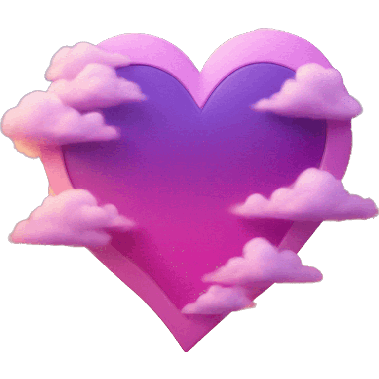 A broken pink and purple heart in the clouds of sunset emoji