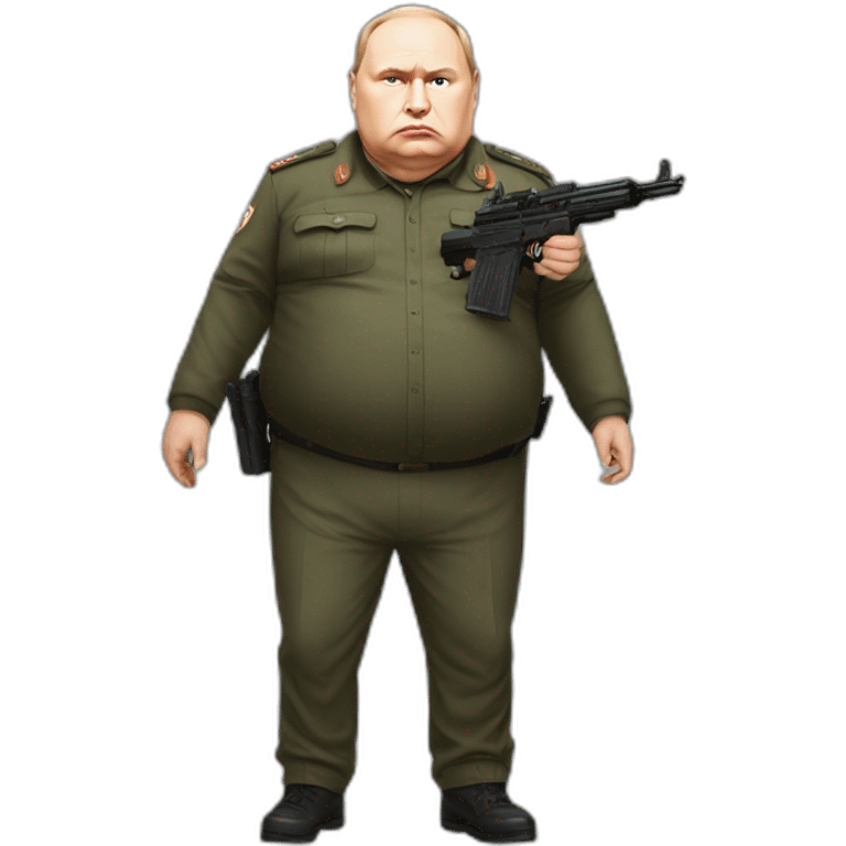 Vladimir Poutine morbidly obese Shooting nobody, full body emoji