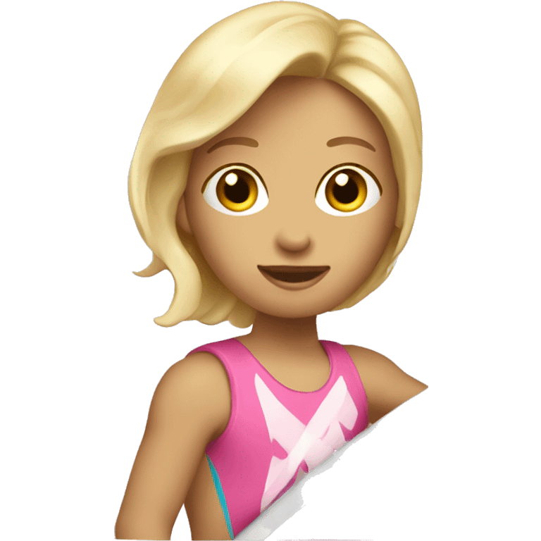 A blonde white surfer with a pink surf board  emoji