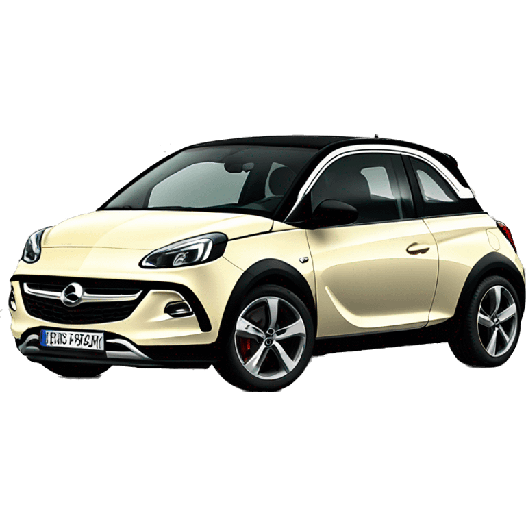 opel adam rocks in cream with black top and big sliding roof from the front  emoji