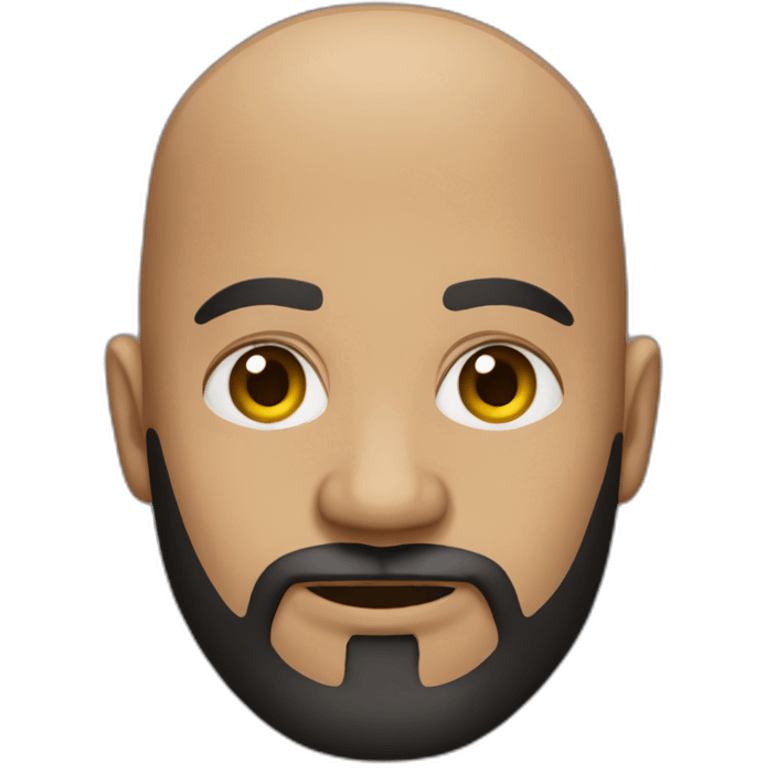 Dark Medium skin bald man with medium black beard emoji