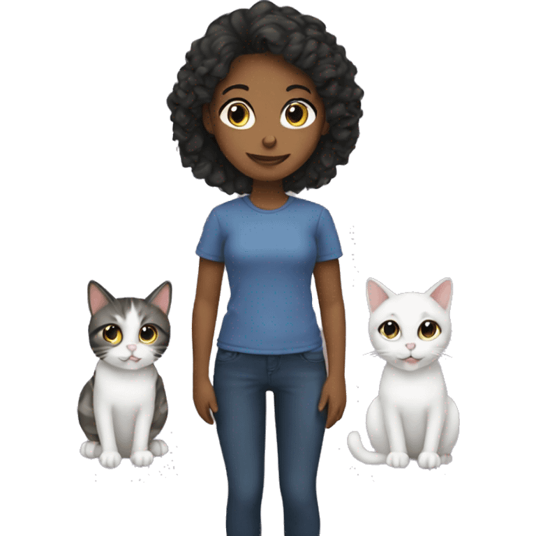 One girl and two cats emoji