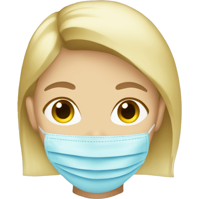 Blonde girl with face mask emoji