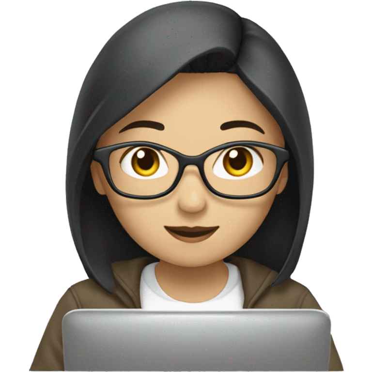 An Asian Programmer Girl coding on her hp laptop emoji