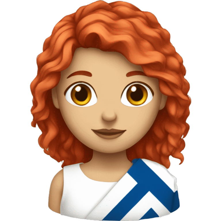 a red hair female on summit and greek flag emoji