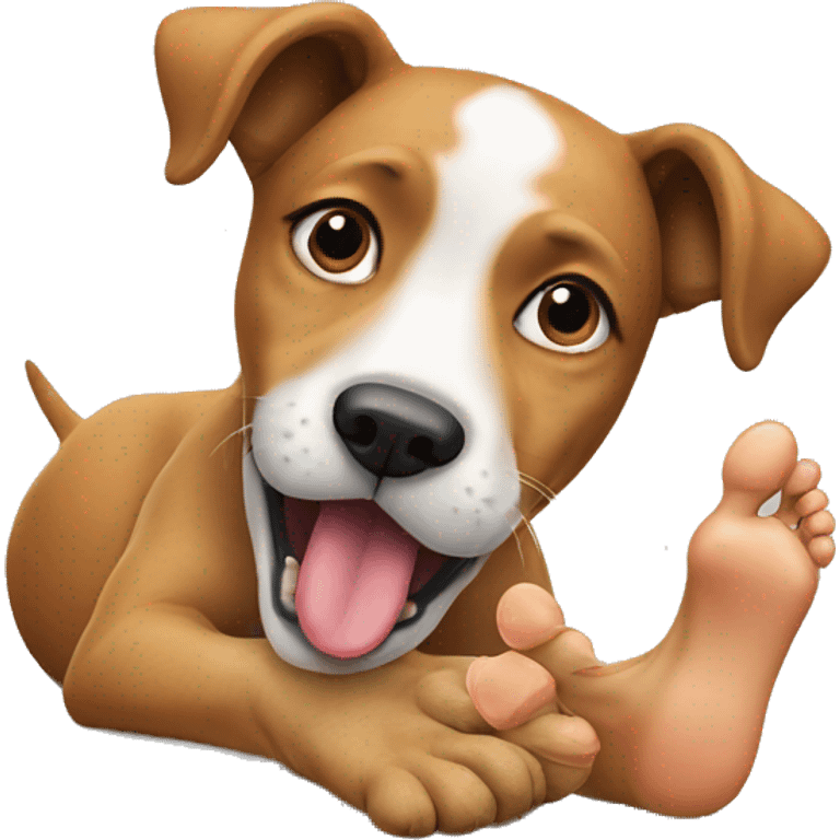 Dog licking feet emoji