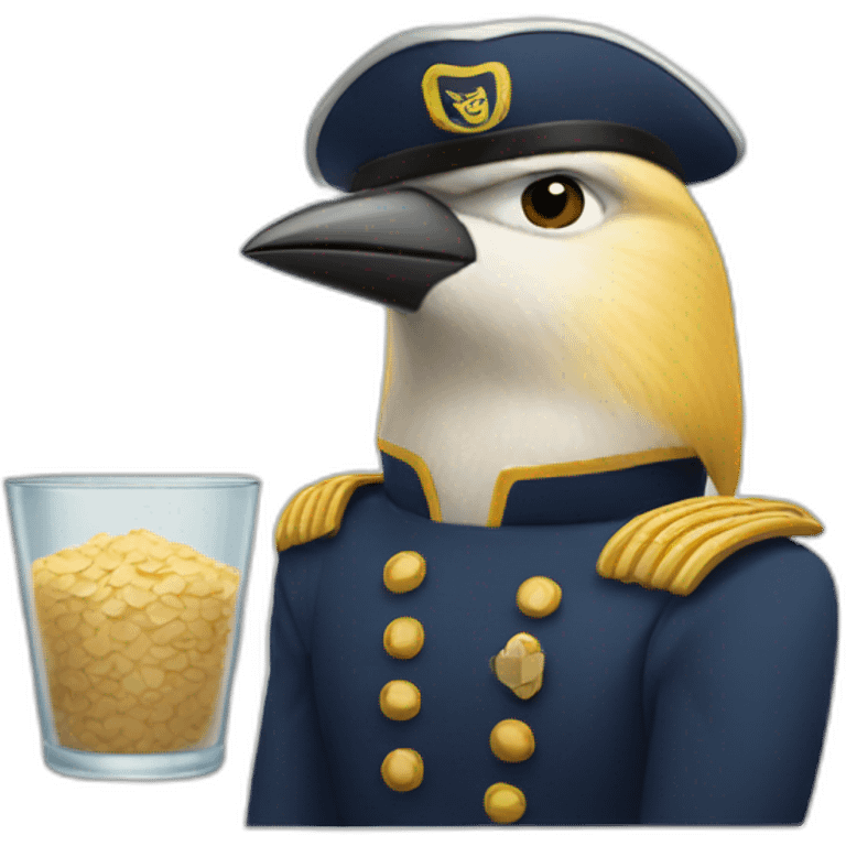 Captain bird's eye contemplating oatmeal emoji