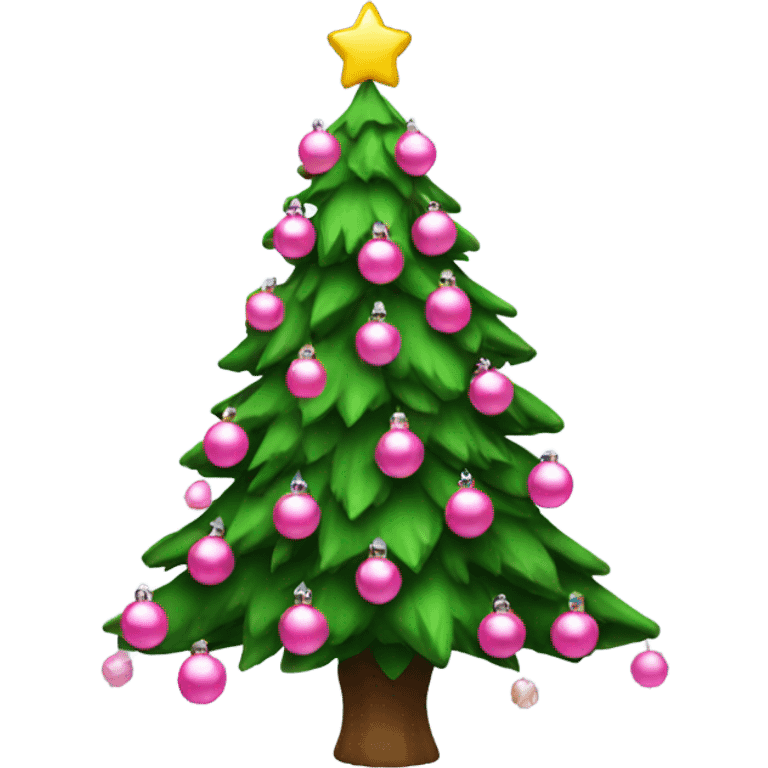 Christmas tree with pink ornaments  emoji