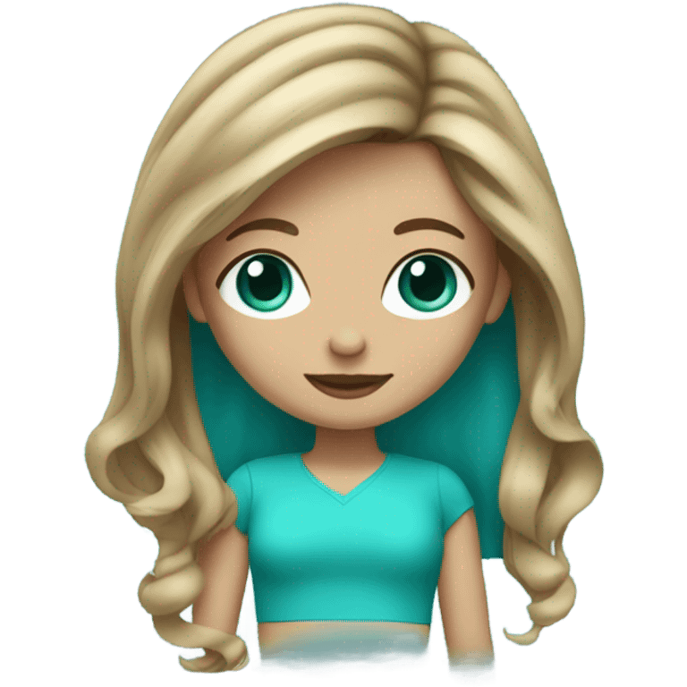 girl with medium length dark blonde hair and turquoise eyes emoji