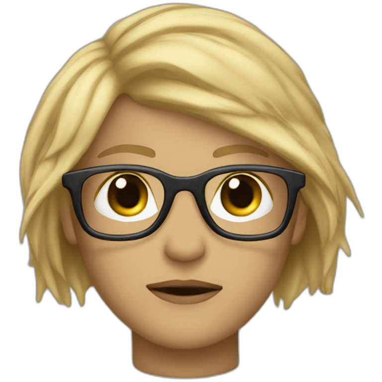 dirty blond hair, glasses emoji