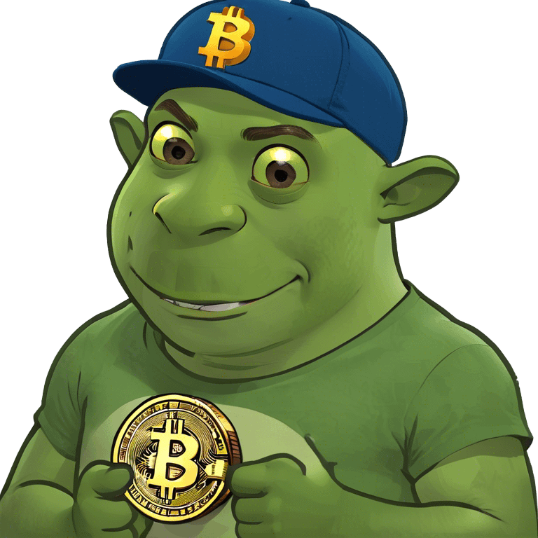 Shrek with Bitcoin emoji