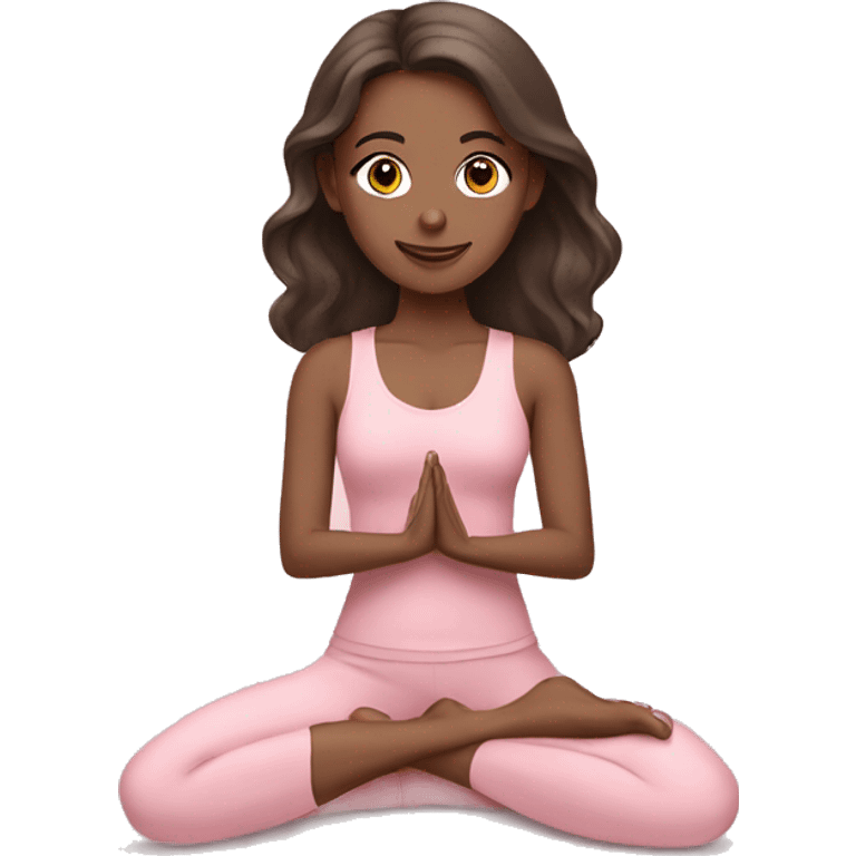 Brunette yoga girl light pink clothes  emoji