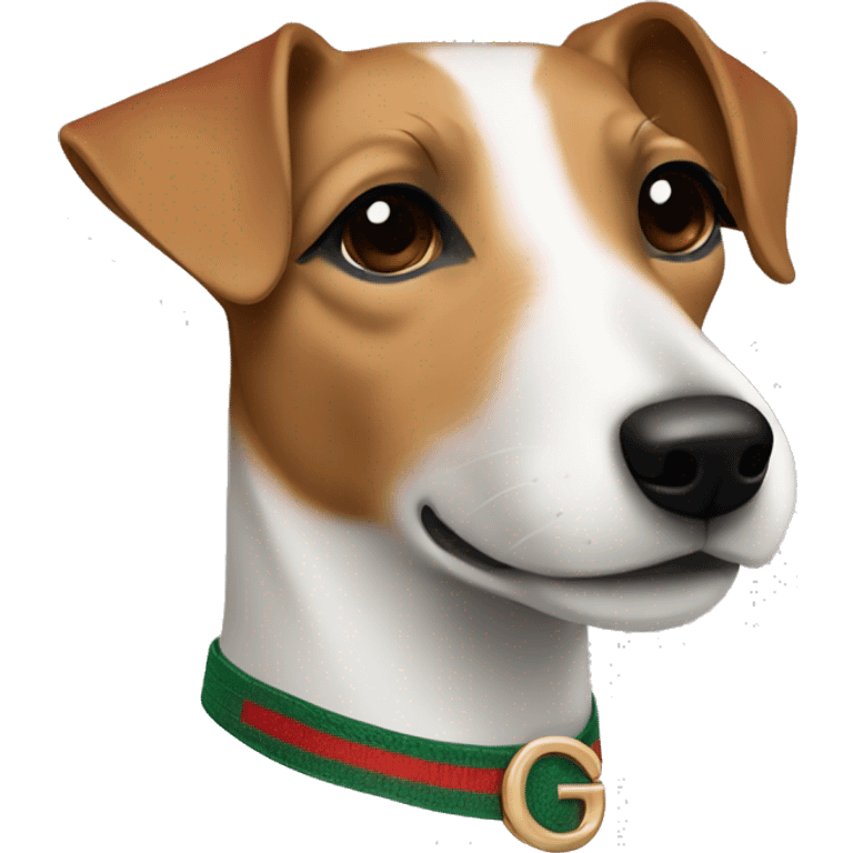 jack russell terrier light brown wearing gucci green and red emoji