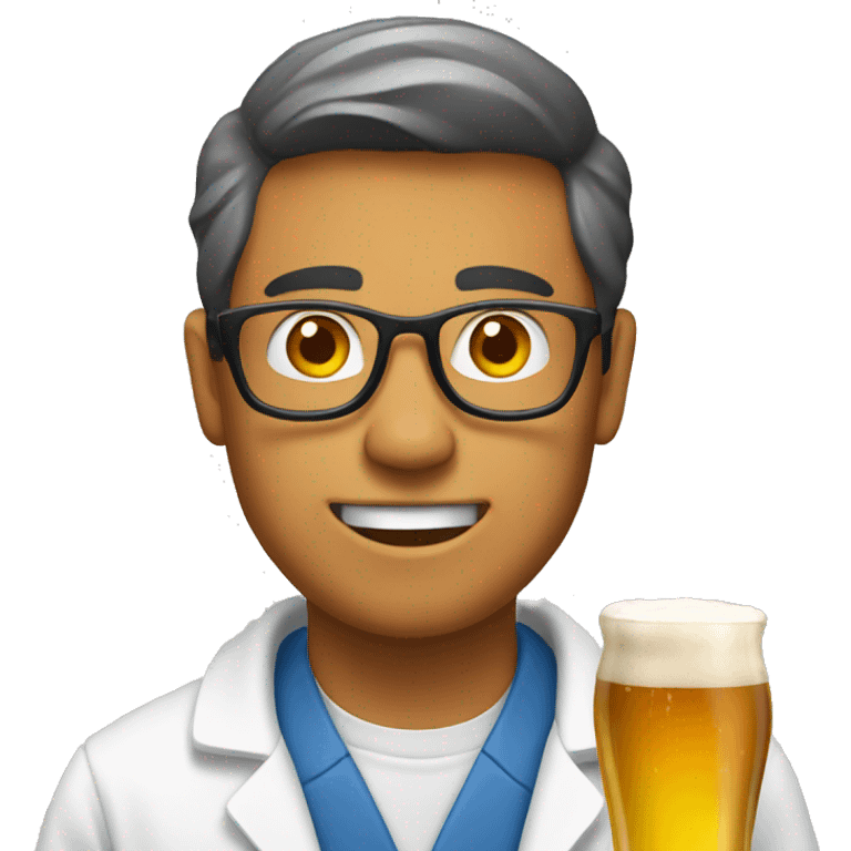 College scientist with beer emoji