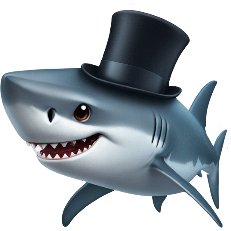 Shark with a top hat emoji