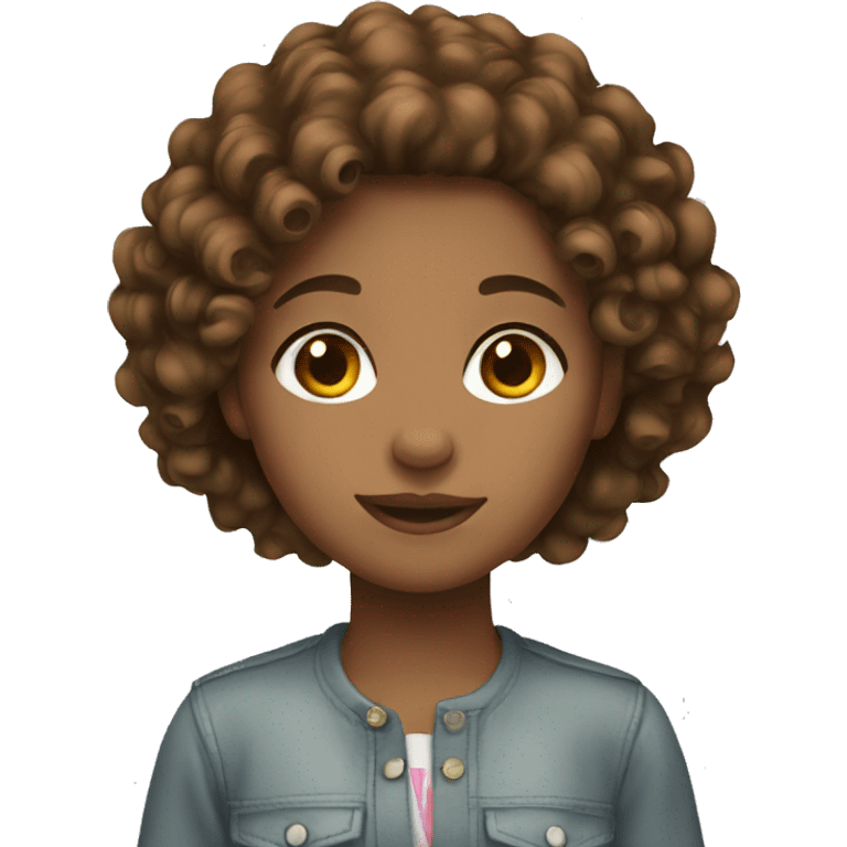 Girl Brown Curly  Hair  emoji