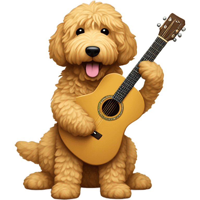 Golden doodle playing guitar emoji