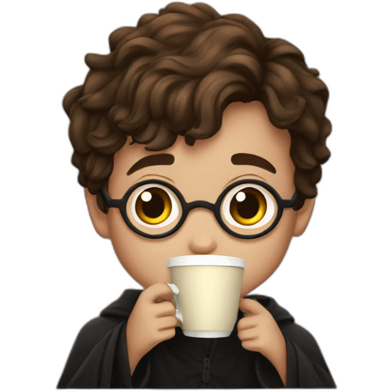 Child Harry Potter drinking coffee emoji