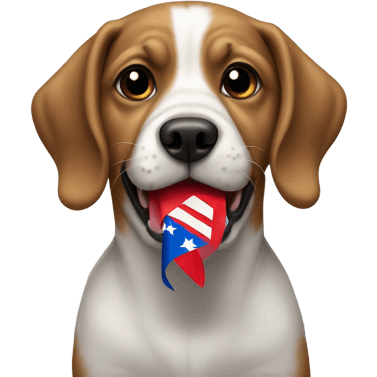 Dog holding Puerto Rican flag emoji