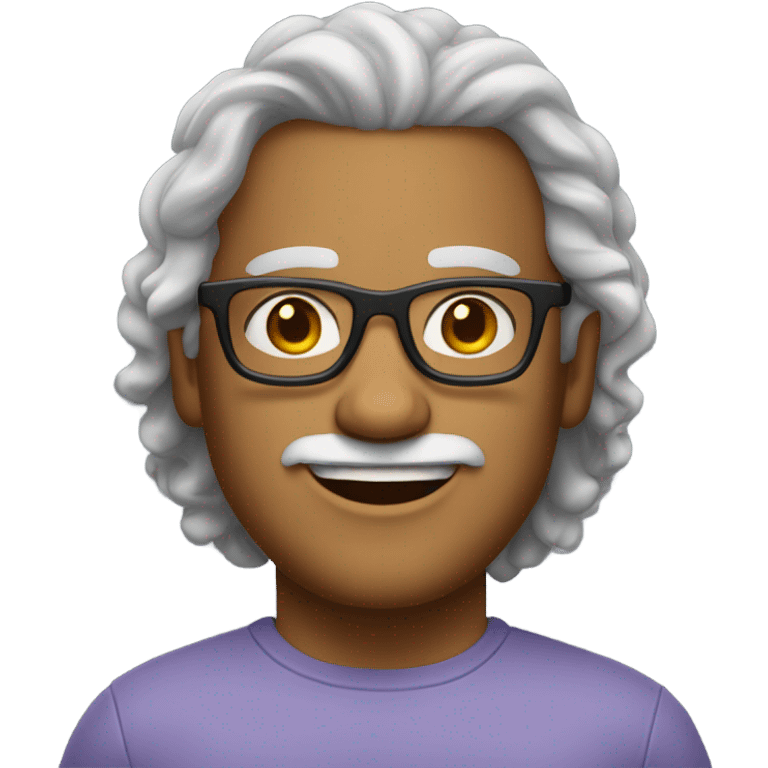 A long curly hair man, tanned skin shaved beard, glasses emoji