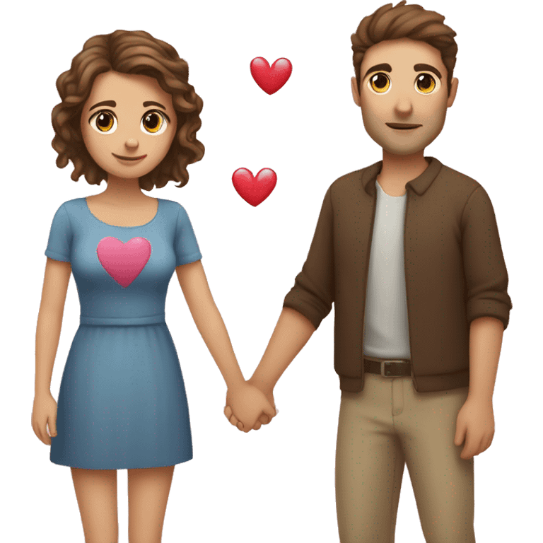 girl with brown hair brown eyes standing next to tall guy with light brown hair with hearts  emoji