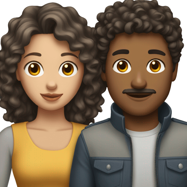 Brunette man and curly brunette woman with a husky emoji