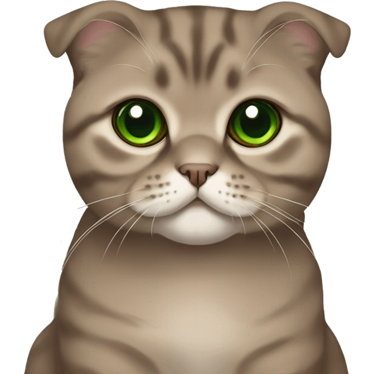 Brown scottish fold with green eyes  emoji