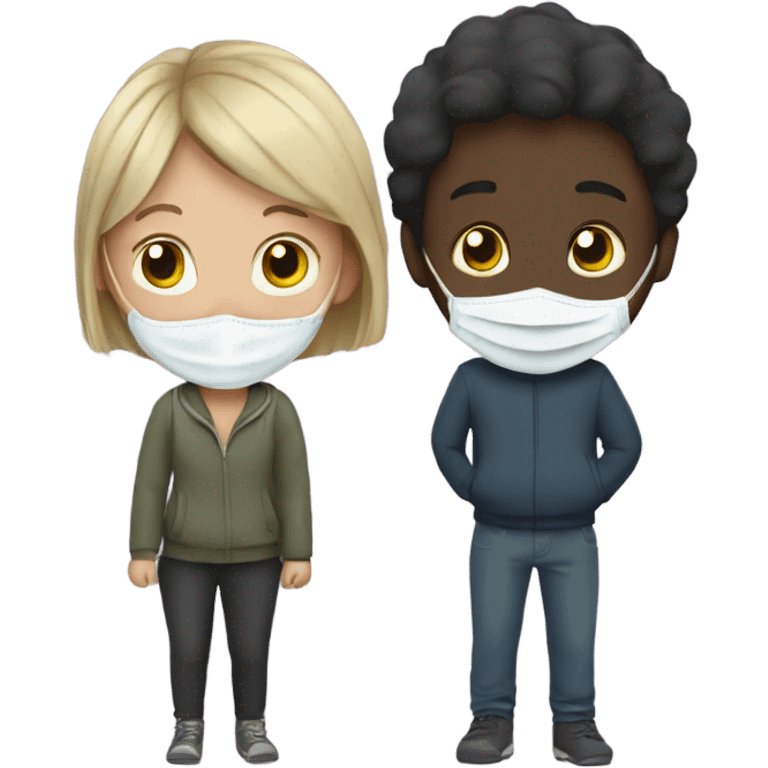 boy and girl with masks emoji