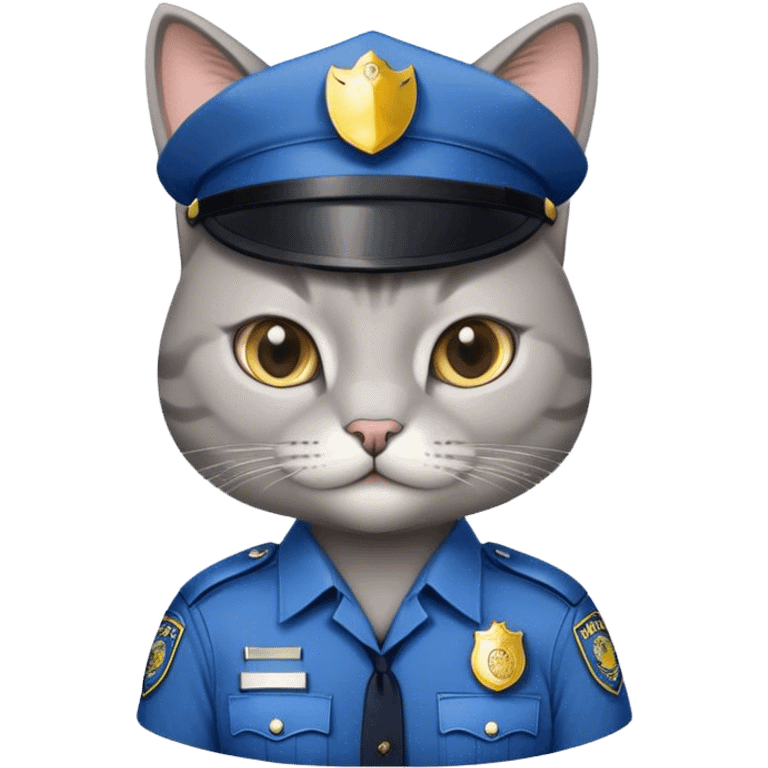 gray cat with a police outfit emoji