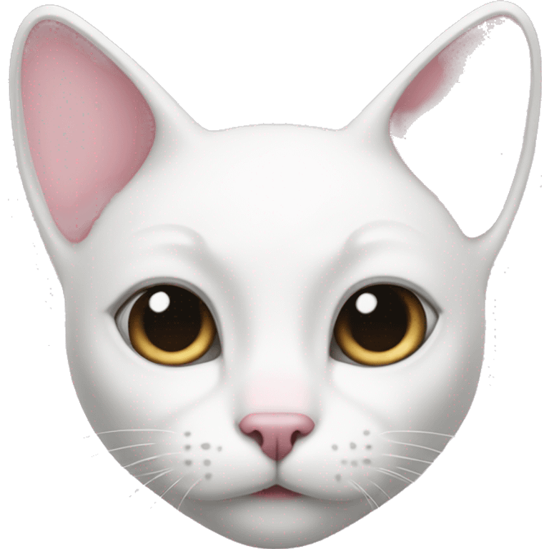 White cat with black ears white face pink nose emoji