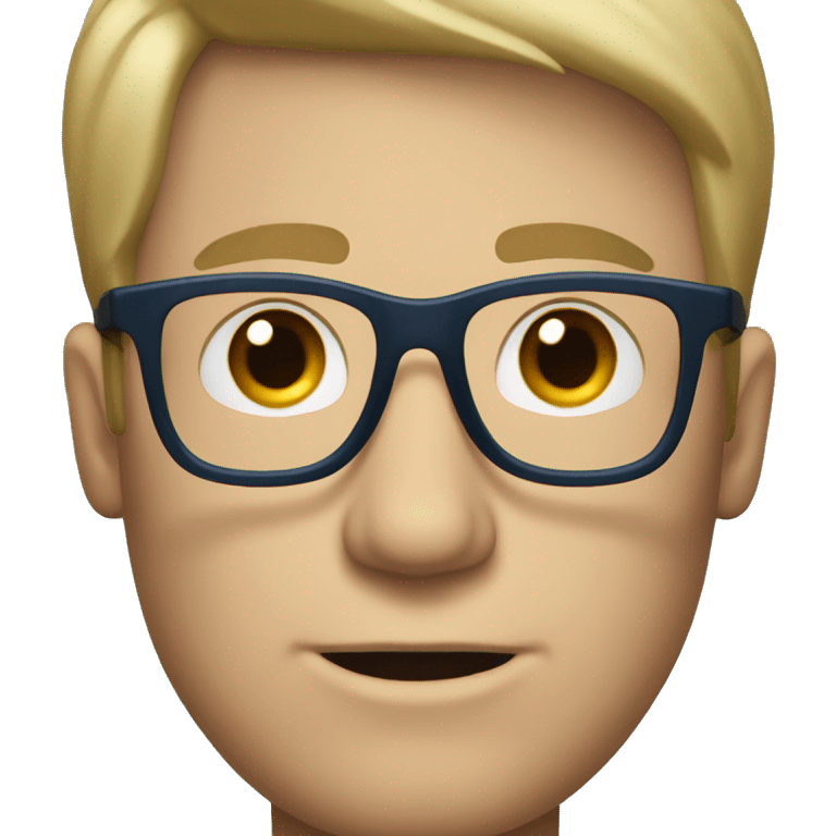 Dark blond hair man with blue eyes and eyeglasses emoji