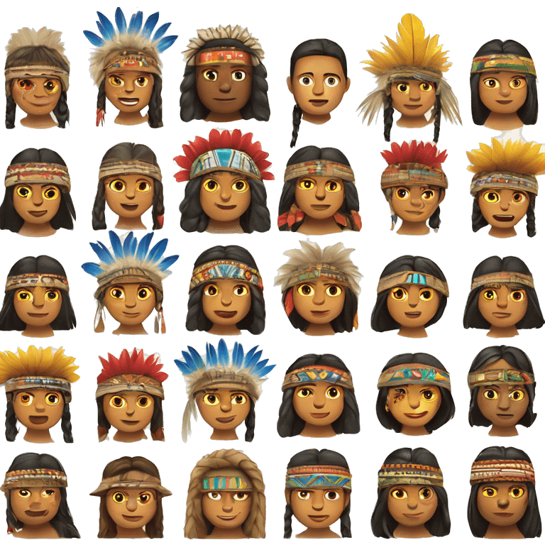 An emoji of Amazonian indigenous people, typically depicted with traditional clothing, feathered headpieces, and painted faces, symbolizing their cultural heritage and connection to nature emoji