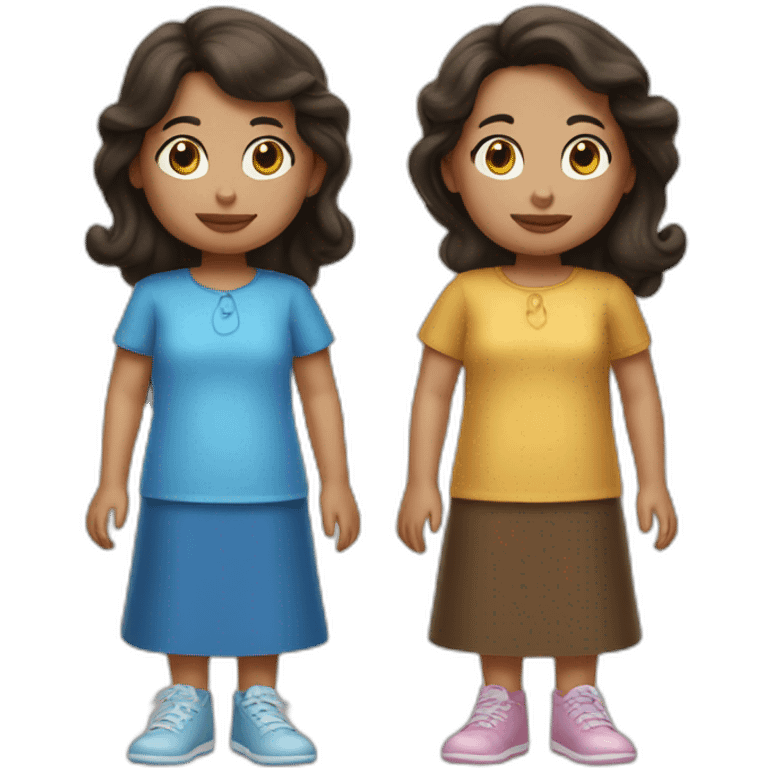 Twin brunette girls dressed as peanuts emoji