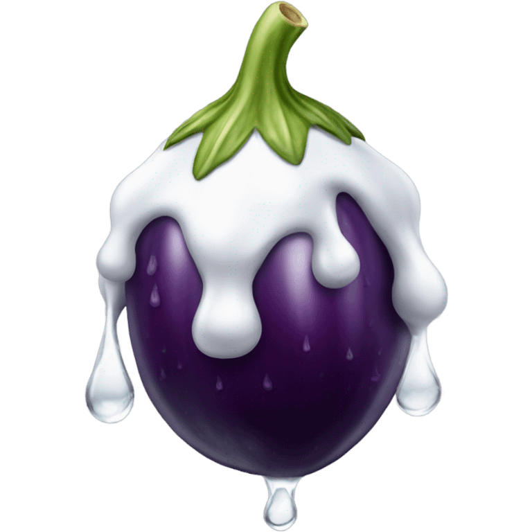 Eggplant with white drops coming out emoji