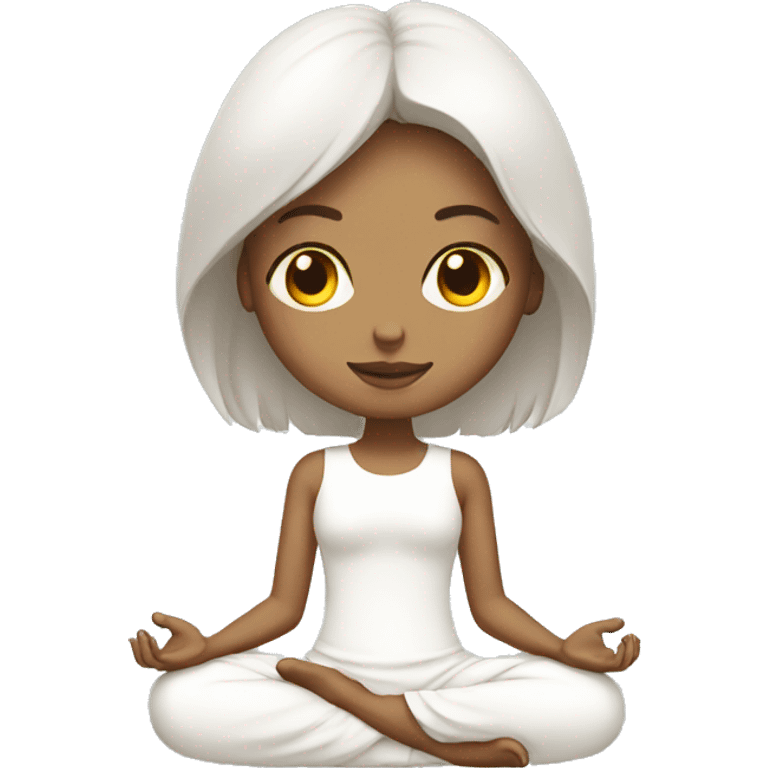 girl with white dress meditation  emoji