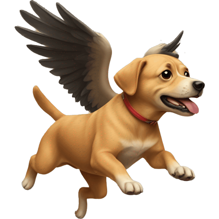 a dog flying ontop of a bird emoji