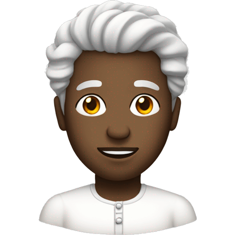 Black man with old lady hair and white dress emoji