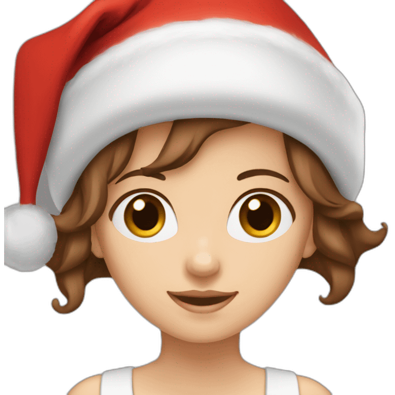 white-girl-brown hair-brown-eyes-wearing-santa-hat emoji