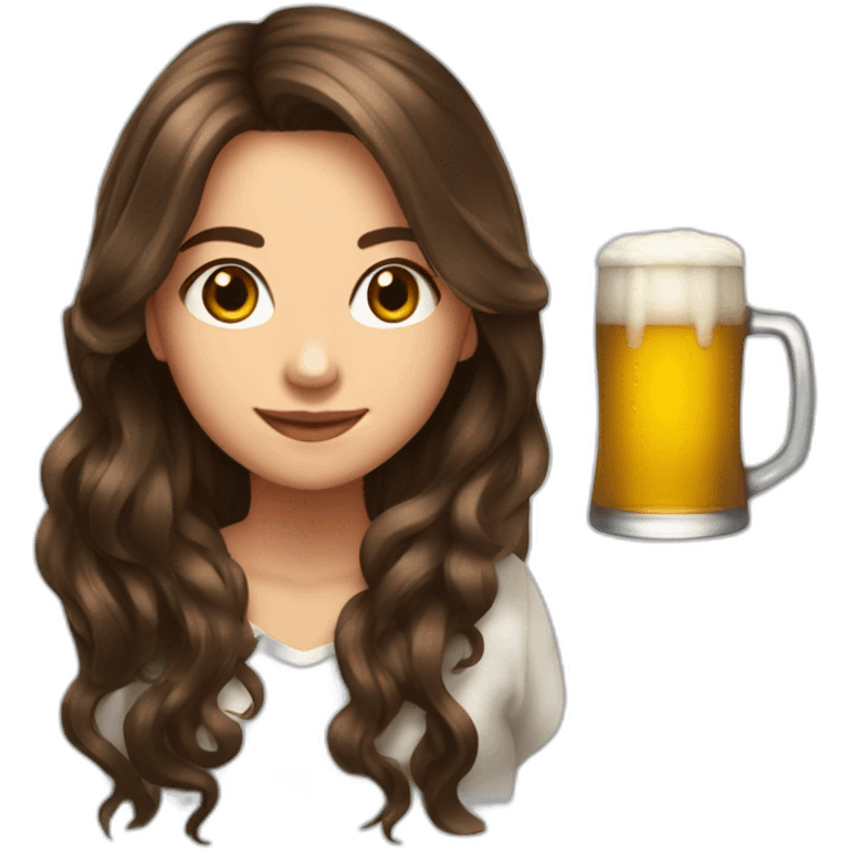 Brown mid-long hair 2023 Laura and her beer emoji