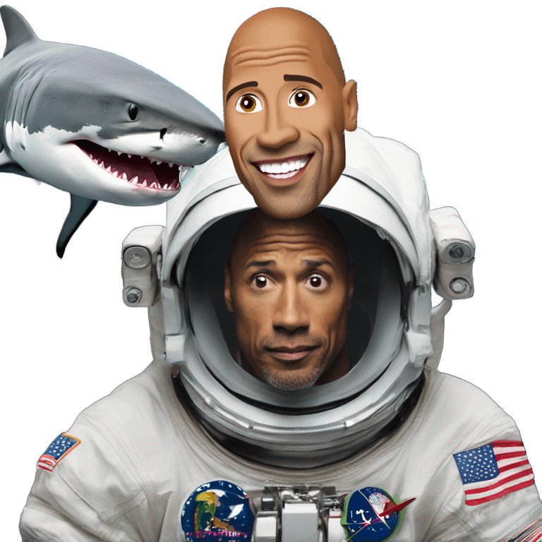 The rock Johnson as an astronaut with a shark emoji