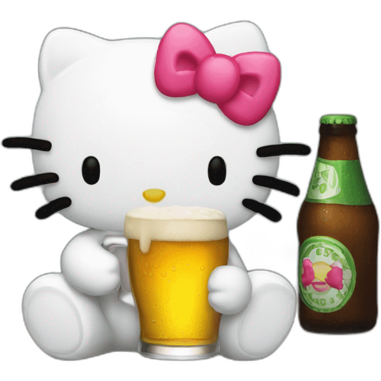 Hello kitty drinking a beer emoji