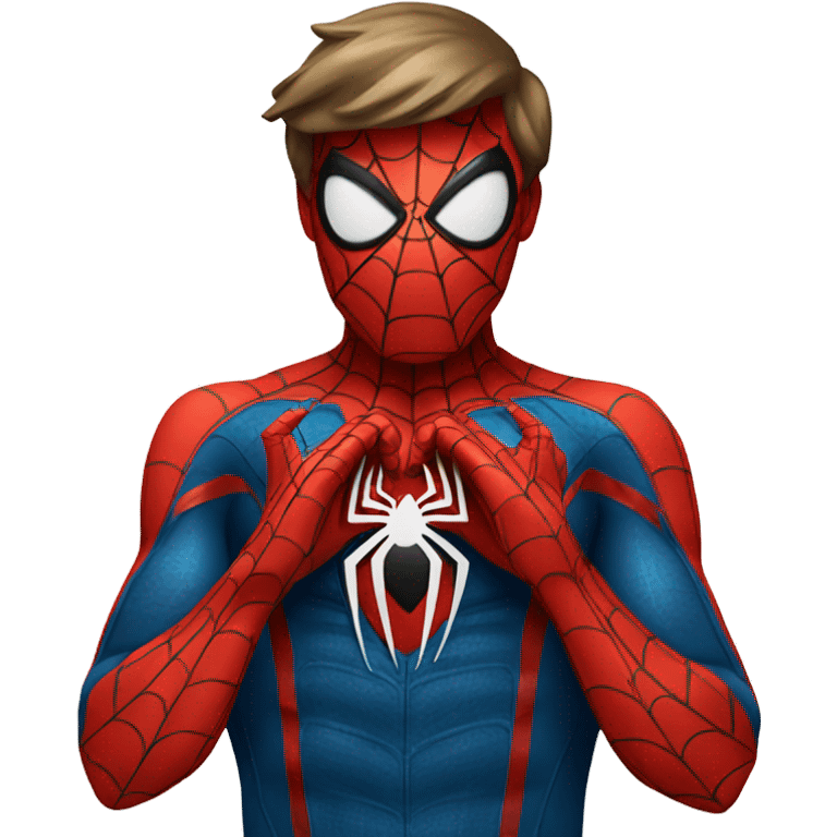 spiderman with heart hands emoji