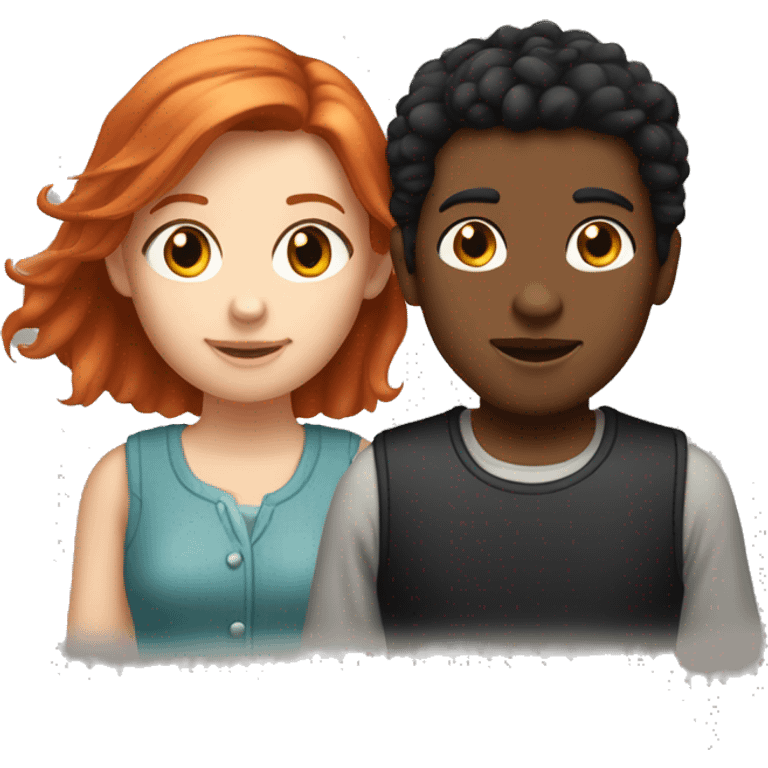 "A red-haired, fair-skinned girl and a black-haired, fair-skinned boy." emoji