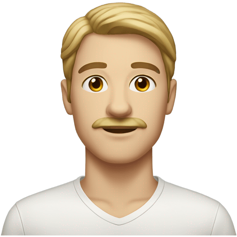 A 21-year-old male with fair skin, a mustache without a beard, and smooth hair. emoji