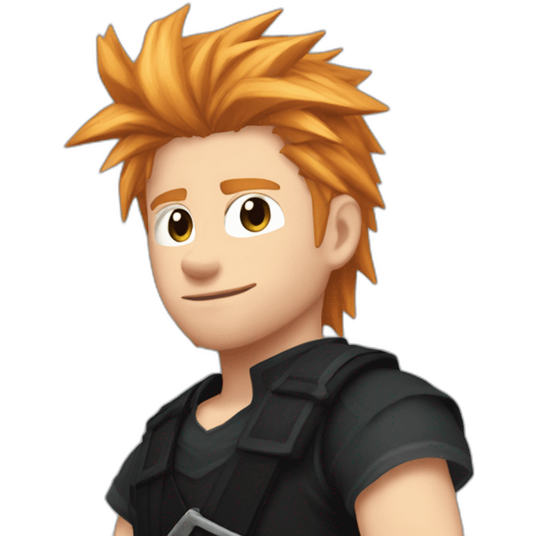 Cloud strife ginger hair and black clothes emoji