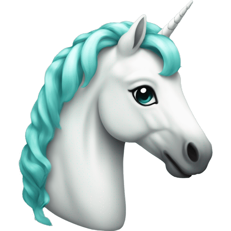 white and teal unicorn emoji