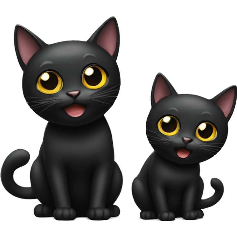  Black cat with 2 heads emoji