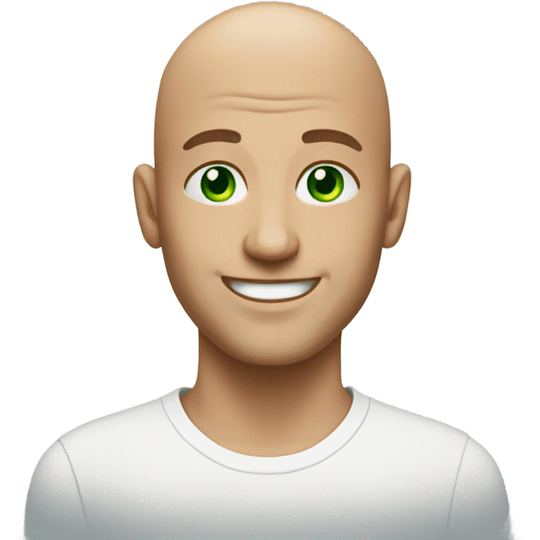 bald man smiling with green eyes emoji