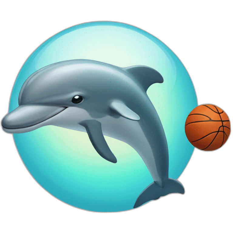 Dolphin with basketball and label that says "Cherno more Odesos" in front of the dolphin and the ball emoji