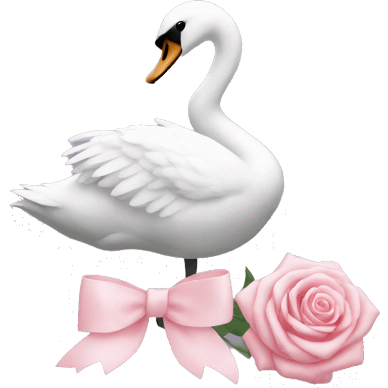 A swan with a rosa bow  emoji